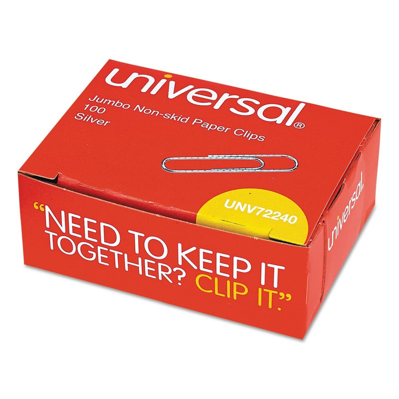 Universal 72240 Nonskid Paper Clips, Wire, Jumbo, Silver, 1000/Pack - Image 2